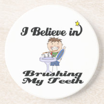 i believe in brushing my teeth boy beverage coasters