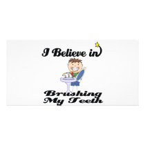 i believe in brushing my teeth boy custom photo card