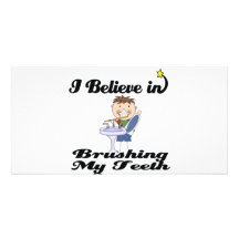 i believe in brushing my teeth boy custom photo card