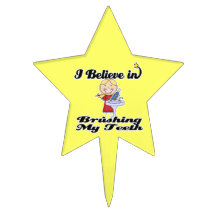 i believe in brushing my teeth girl cake toppers