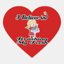 i believe in brushing my teeth girl heart stickers