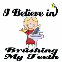 i believe in brushing my teeth girl photo sculpture
