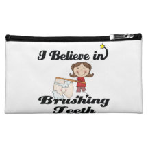 i believe in brushing teeth cosmetic bags
