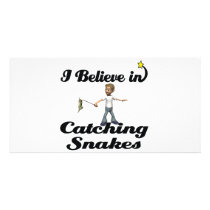 i believe in catching snakes personalized photo card