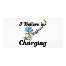 i believe in charging photo greeting card