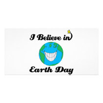 i believe in earth day customized photo card