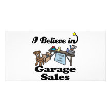 i believe in garage sales personalized photo card