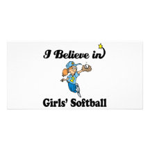 i believe in girls softball custom photo card