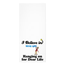 i believe in hanging on for dear life customized rack card