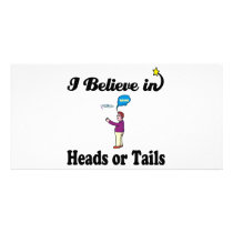 i believe in heads or tails customized photo card