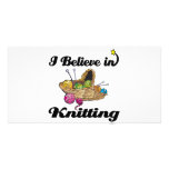 i believe in knitting custom photo card