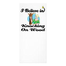 i believe in knocking on wood full colour rack card