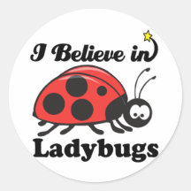 i believe in ladybugs round stickers