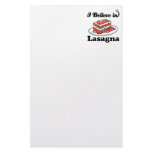i believe in lasagna stationery