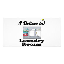 i believe in laundry rooms customized photo card