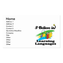 i believe in learning languages business card template