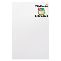 i believe in libraries custom stationery