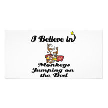 i believe in monkeys jumping on bed custom photo card