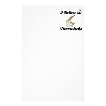 i believe in narwhals personalized stationery