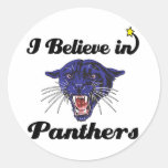 i believe in panthers round stickers