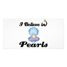 i believe in pearls personalized photo card