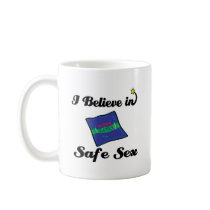 i believe in safe sex coffee mug