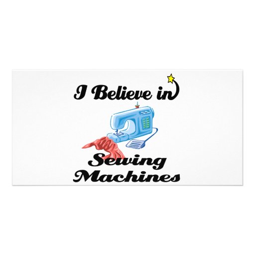 i believe in sewing machines photo card template