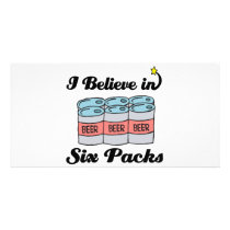 i believe in six packs customized photo card