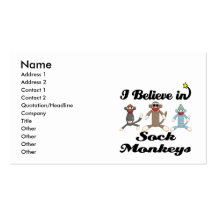 i believe in sock monkeys business card templates