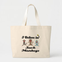 i believe in sock monkeys canvas bags