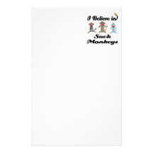 i believe in sock monkeys personalized stationery