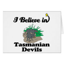 i believe in tasmanian devils greeting cards