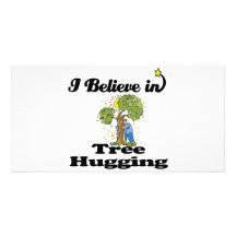 i believe in tree hugging photo card template