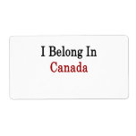 I Belong In Canada Shipping Labels