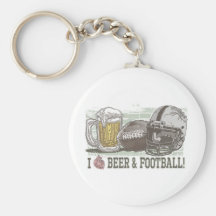 I bière et le football de coeur porte-clé