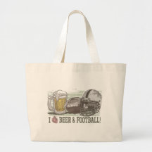 I bière et le football de coeur sac