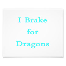 I brake for dragons teal photo art
