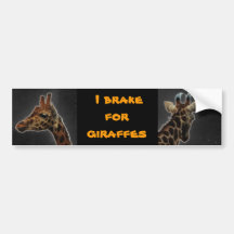 I brake for giraffes bumper sticker