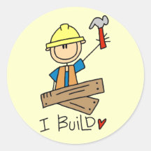 I Build Stick Figure Carpenter Tshirts Round Sticker