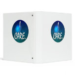 I care.  "I care" in white text on blue green glob binders