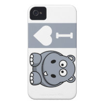 I cas de téléphone d'hippopotames de coeur coque iPhone 4 Case-Mate