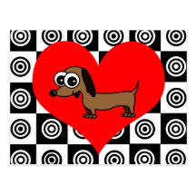 I chiens de coeur - noirs, carte postale rouge et 