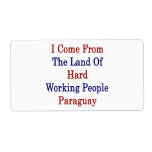 I Come From The Land Of Hard Working People Paragu Personalised Shipping Label
