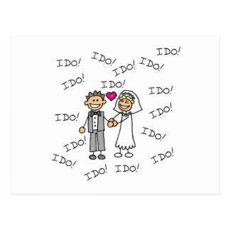 Stick Figure Bride And Groom Postcards, Stick Figure Bride And Groom