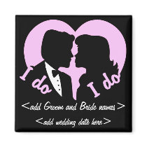 I DO Silhouette Couple Wedding Favour