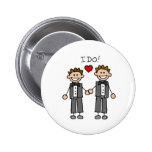 I Do Two grooms Button