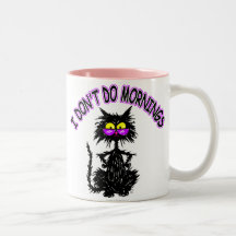 "I Don't Do Mornings" Cat Gifts Coffee Mugs