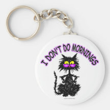 "I Don't Do Mornings" Cat Gifts Keychain