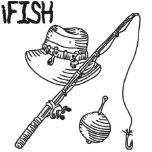 I Fish embroidered shirts
