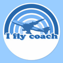 I fly coach sticker stickers